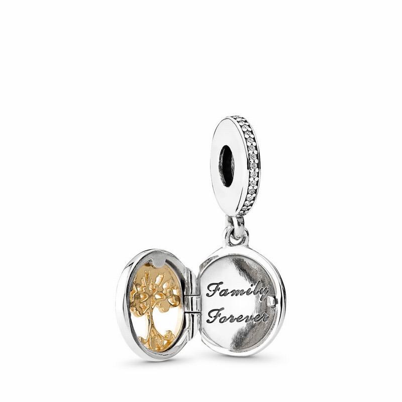 Pandora Family Roots Dangle Charm - Two Tone/Cubic Zirconia - Canada | DW2366LT